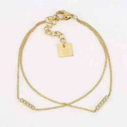 ZAG - Bracelet Bling acier doré avec oxydes de zirconium 15+3cm Ref SBS18226-01WHT