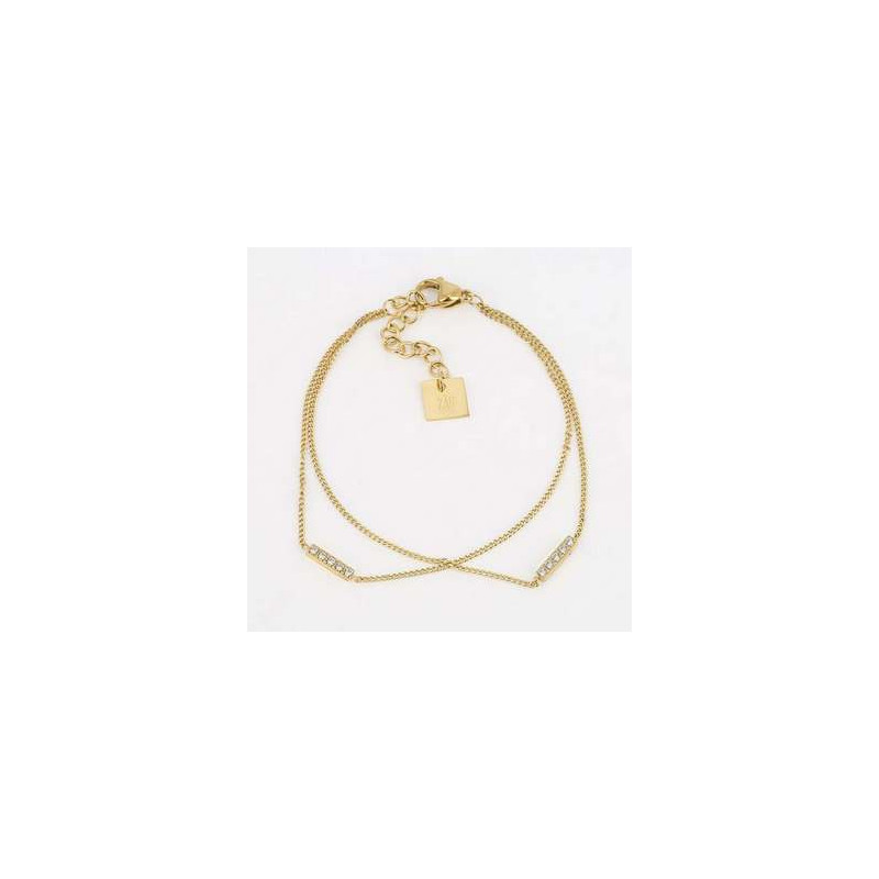 ZAG - Bracelet Bling acier doré avec oxydes de zirconium 15+3cm Ref SBS18226-01WHT
