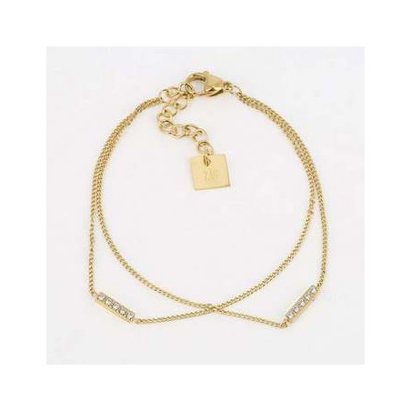 ZAG - Bracelet Bling acier doré avec oxydes de zirconium 15+3cm Ref SBS18226-01WHT