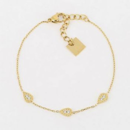 ZAG - Bracelet Leyva acier doré avec oxydes de zirconium 15+3cm Ref SBS18296-01WHT