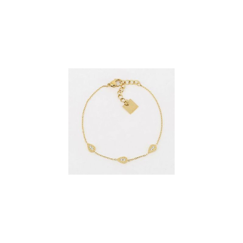 ZAG - Bracelet Leyva acier doré avec oxydes de zirconium 15+3cm Ref SBS18296-01WHT