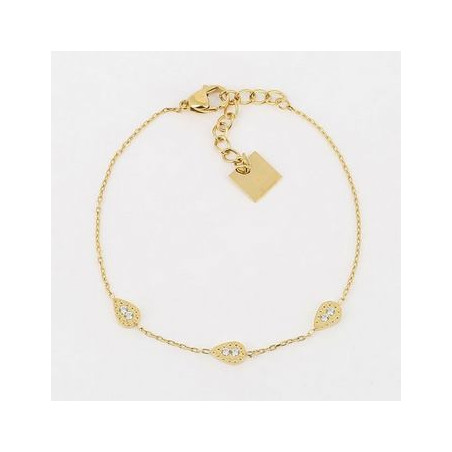 ZAG - Bracelet Leyva acier doré avec oxydes de zirconium 15+3cm Ref SBS18296-01WHT