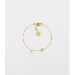 ZAG - Bracelet Simple acier doré avec oxydes de zirconium 15+3cm Ref SBS18300-01WHT