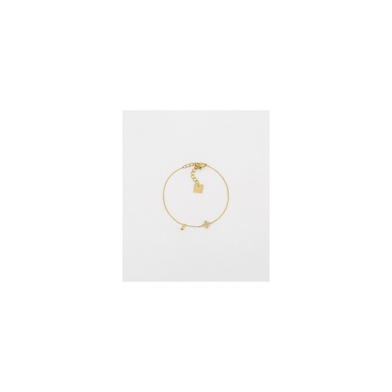 ZAG - Bracelet Simple acier doré avec oxydes de zirconium 15+3cm Ref SBS18300-01WHT