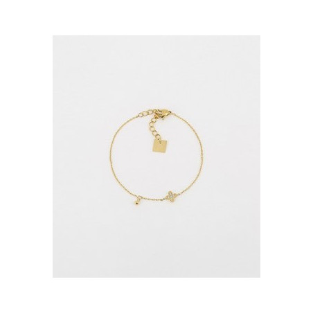 ZAG - Bracelet Simple acier doré avec oxydes de zirconium 15+3cm Ref SBS18300-01WHT