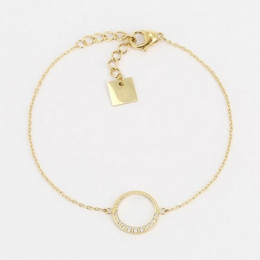 ZAG - Bracelet Cloud acier doré avec oxydes de zirconium 15+3cm 12mm Ref SBS18555-01WHT