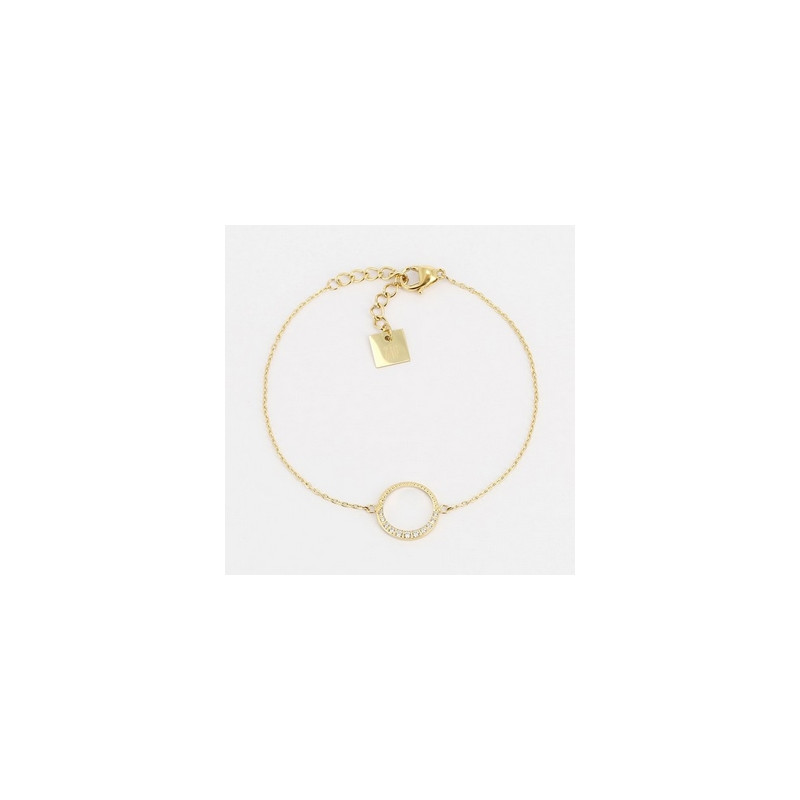ZAG - Bracelet Cloud acier doré avec oxydes de zirconium 15+3cm 12mm Ref SBS18555-01WHT