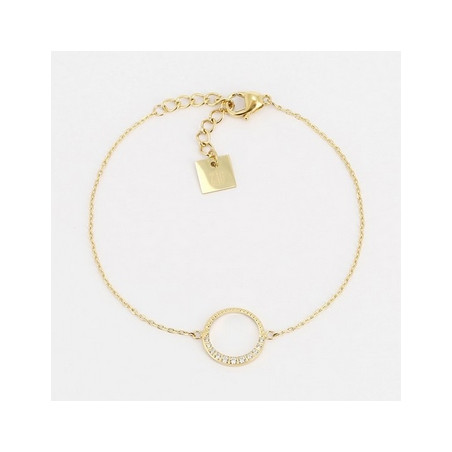 ZAG - Bracelet Cloud acier doré avec oxydes de zirconium 15+3cm 12mm Ref SBS18555-01WHT