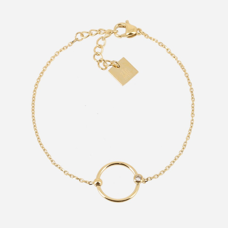 ZAG - Bracelet Jill acier doré avec oxydes de zirconium 15+3cm 15mm Ref SBS19668-01WHT