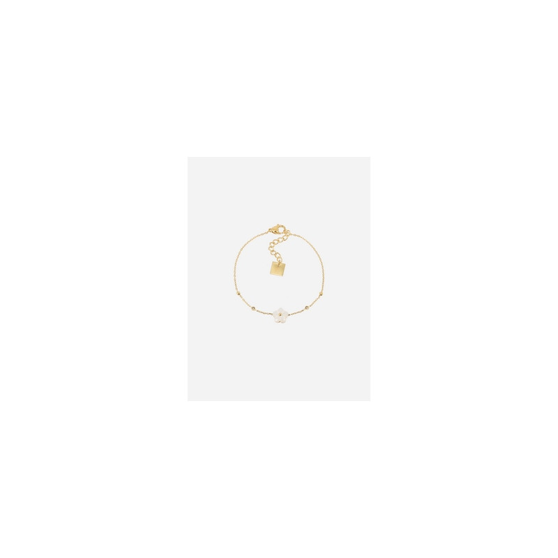 ZAG - Bracelet Vahine acier doré nacre blanche 15+3cm 8mm Ref SBS19869-01SEL
