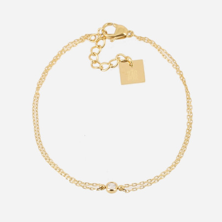 ZAG - Bracelet Odile acier doré avec oxydes de zirconium 15+3cm Ref SBS20120-01WHT