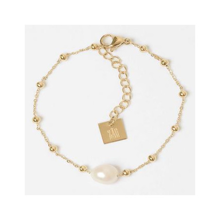 ZAG - Bracelet Izia acier doré perle de culture 15+3cm Ref SBS22193-01SEL