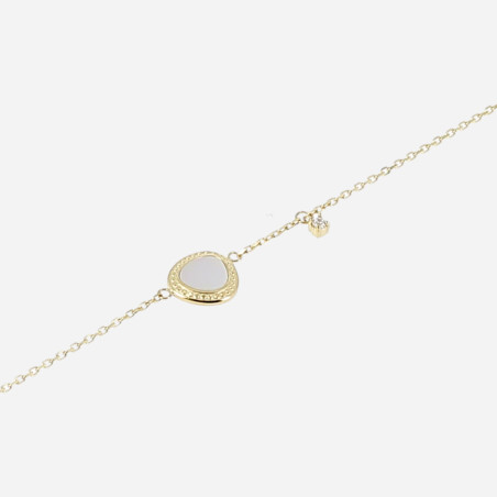 ZAG - Bracelet Gemme acier doré nacre blanche 15+3cm Ref SBS23077-01SEL