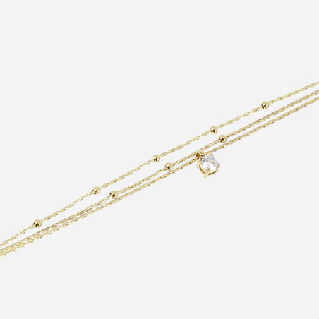 ZAG - Bracelet Radieux acier doré avec oxydes de zirconium 3 rangs 15+3cm Ref SBS23107-01WHT