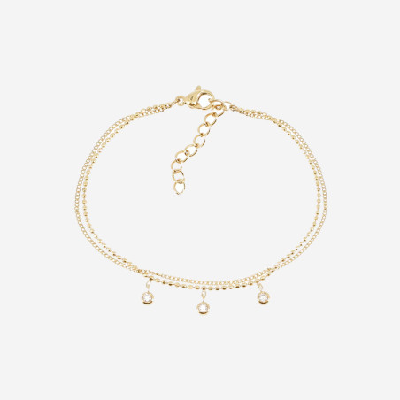 ZAG - Bracelet Multi acier doré avec oxydes de zirconium 15+3cm Ref SBS24279-01WHT
