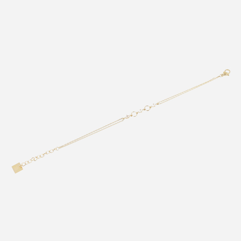 ZAG - Bracelet Deneba acier doré avec oxydes de zirconium 15+3cm Ref SBS24442-01WHT