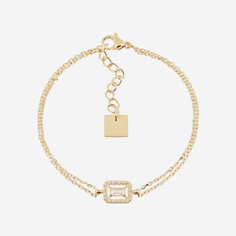 ZAG - Bracelet Cerea acier doré avec oxydes de zirconium 15+3cm Ref SBS24450-01WHT