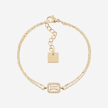 ZAG - Bracelet Cerea acier doré avec oxydes de zirconium 15+3cm Ref SBS24450-01WHT