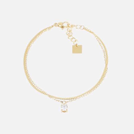 ZAG - Bracelet Thaumas acier doré avec oxydes de zirconium 15+3cm Ref SBS24463-01WHT