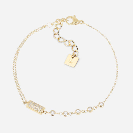 ZAG - Bracelet Simple acier doré avec oxydes de zirconium 15+3cm Ref SBS24712-01WHT