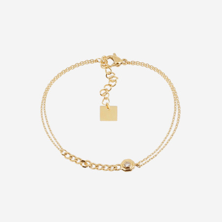 ZAG - Bracelet Belenos acier doré avec oxydes de zirconium 15+3cm Ref SBS24717-01WHT