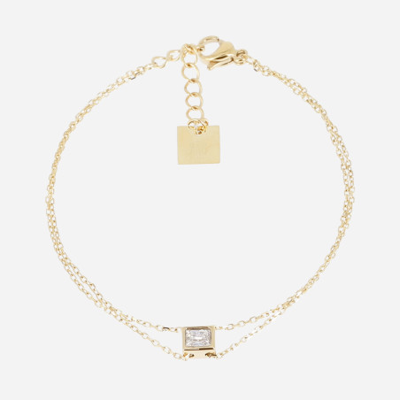ZAG - Bracelet Simple acier doré avec oxydes de zirconium 15+3cm Ref SBS24817-01WHT