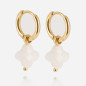 ZAG - Boucles d'oreilles Velasquez acier doré agate blanche 1.6x11 21mm Ref SEC07970-01WHT