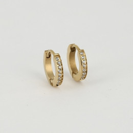 ZAG - Boucles d'oreilles Rita acier doré avec oxydes de zirconium d10mm Ref SEC14656-01WHT