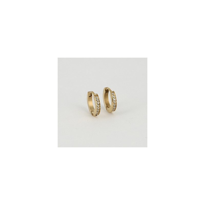 ZAG - Boucles d'oreilles Rita acier doré avec oxydes de zirconium d10mm Ref SEC14656-01WHT