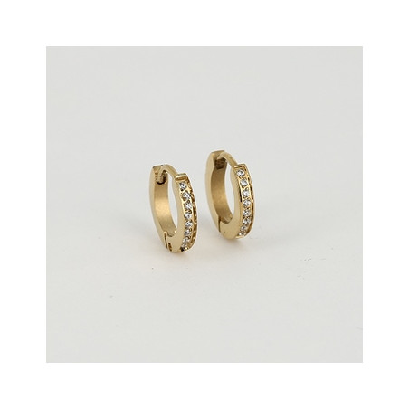 ZAG - Boucles d'oreilles Rita acier doré avec oxydes de zirconium d10mm Ref SEC14656-01WHT