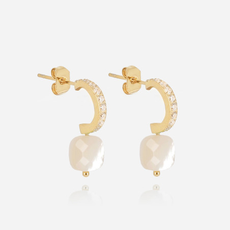 ZAG - Boucles d'oreilles Pablo acier doré nacre grise Ref SEC15220-01SEL