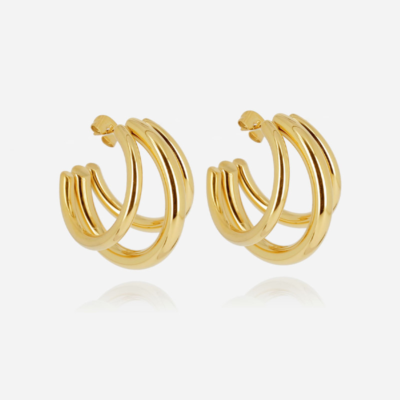 ZAG - Boucles d'oreilles Thisbee acier doré 30x3mm Ref SEC21343-01UNI30