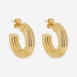 ZAG - Boucles d'oreilles Créole acier doré 6x22mm Ref SEC22962-01UNI6X22