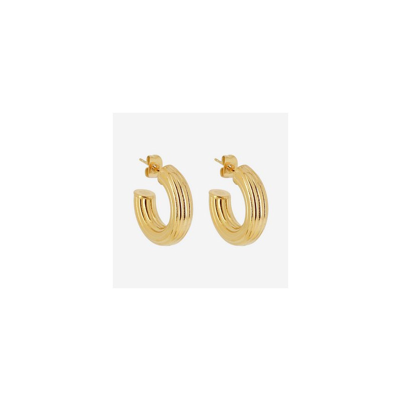 ZAG - Boucles d'oreilles Créole acier doré 6x22mm Ref SEC22962-01UNI6X22