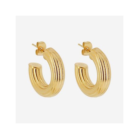 ZAG - Boucles d'oreilles Créole acier doré 6x22mm Ref SEC22962-01UNI6X22