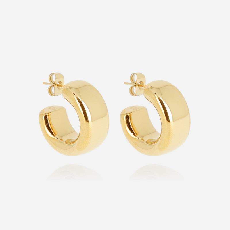 ZAG - Boucles d'oreilles Créole acier doré 9x21mm Ref SEC22965-01UNI
