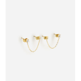 ZAG - Boucles d'oreilles Rome acier doré avec oxydes de zirconium 3cm Ref SEL13635-01WHT