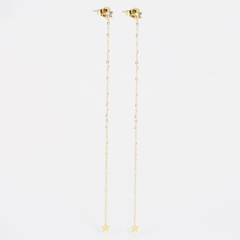 ZAG - Boucles d'oreilles Twinkle acier doré avec oxydes de zirconium 92mm Ref SEL18198-01WHT