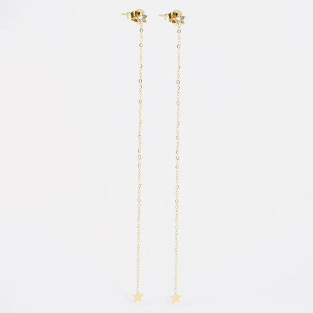 ZAG - Boucles d'oreilles Twinkle acier doré avec oxydes de zirconium 92mm Ref SEL18198-01WHT