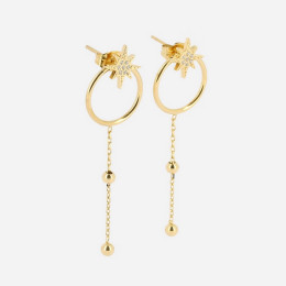 ZAG - Boucles d'oreilles Flash acier doré avec oxydes de zirconium 40mm Ref SEL18535-01WHT