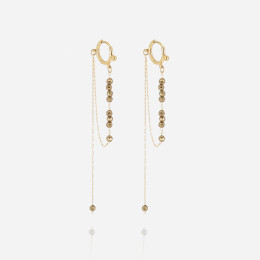 ZAG - Boucles d'oreilles Long acier doré pyrite Ref SEL24552-01BRW