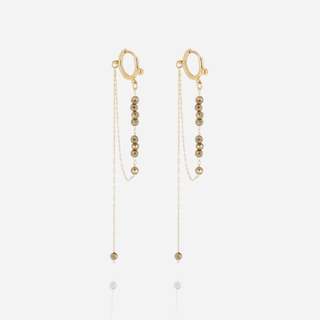 ZAG - Boucles d'oreilles Long acier doré pyrite Ref SEL24552-01BRW