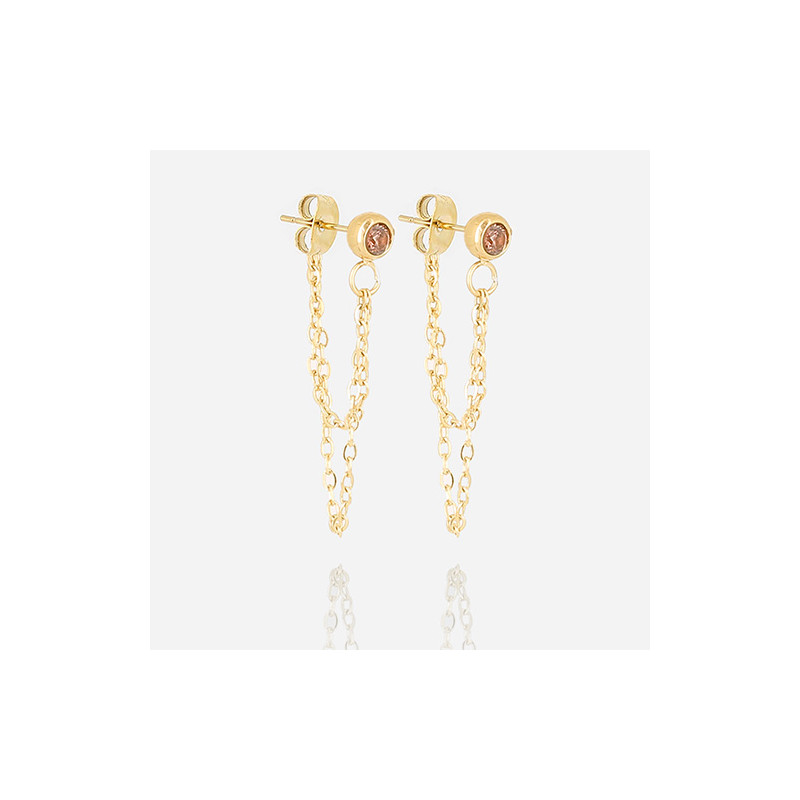ZAG - Boucles d'oreilles Citrus acier doré avec oxydes de zirconium 26mm Ref SEM18171-01CFE