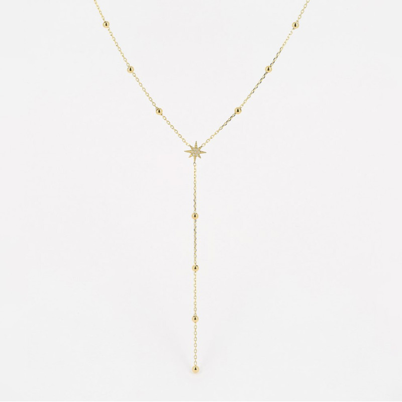 ZAG - Collier Isaac acier doré avec oxydes de zirconium 45+5+8cm Ref SNM18288-01UNI