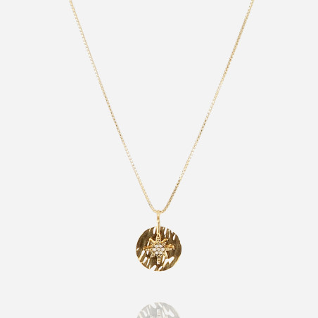 ZAG - Collier Medium acier doré avec oxydes de zirconium sertis 45+5cm Ref SNM24390-01WHT