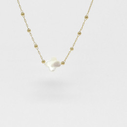 ZAG - Collier Velasquez acier doré nacre blanche 38+5cm Ref SNS07970-01SEL