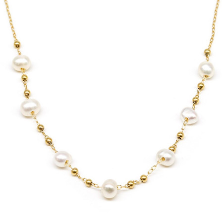 ZAG - Collier Zoe acier doré perle de culture 38+5cm Ref SNS10579-01SEL