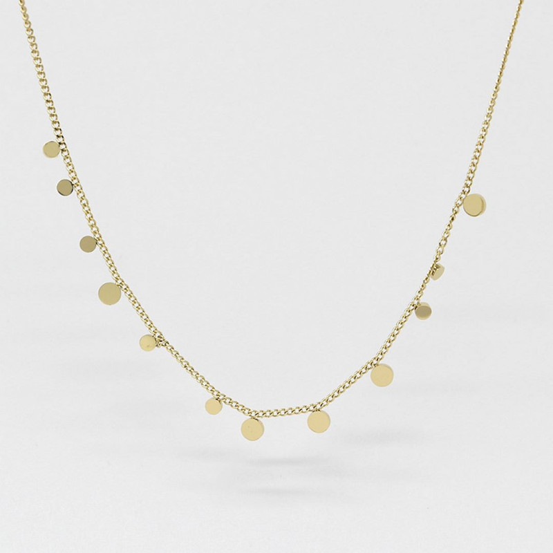 ZAG - Collier mini Confettis acier doré avec oxydes de zirconium 38+5cm Ref SNS12105-01WHT