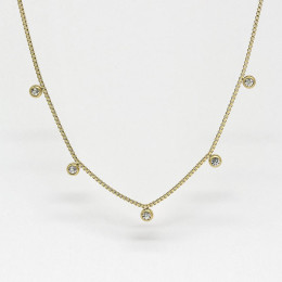 ZAG - Collier Tiradente acier doré avec oxydes de zirconium 38+5cm Ref SNS12184-01WHT