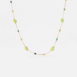 ZAG - Collier Lux acier doré péridot 38+5cm Ref SNS16113-01LGR